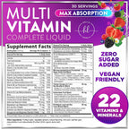 Hello Lovely! Multivitamínico Líquido Sin Azúcar - Complejo de Vitaminas A, C, D, B12, Biotina y Zinc - Sabor Bayas, 444 ml