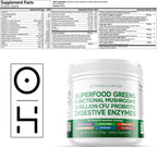 Optimal Human Superfood Greens Powder – Mezcla de 90+ Ingredientes con Lion's Mane, Ashwagandha y Cúrcuma – 178 g