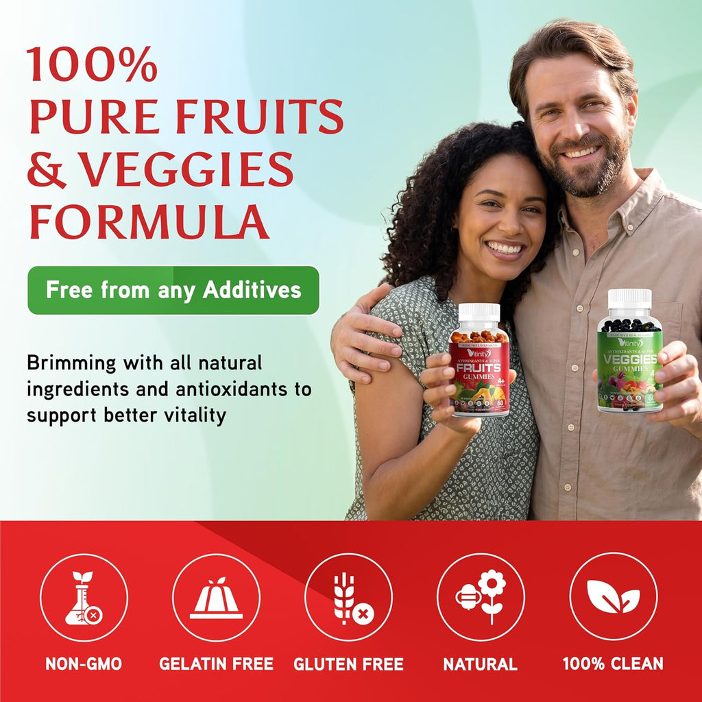 VITINITY Gominolas de Frutas y Verduras - Suplemento Multivitamínico Vegano, 60 unidades (30 días)