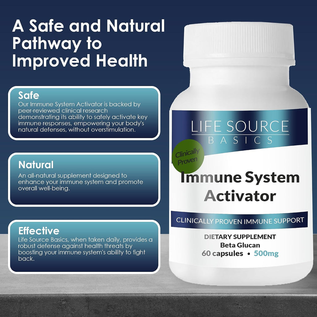 Life Source Basics Activador del Sistema Inmunitario – Beta 1,3/1,6 Glucano 500 mg – 60 Cápsulas