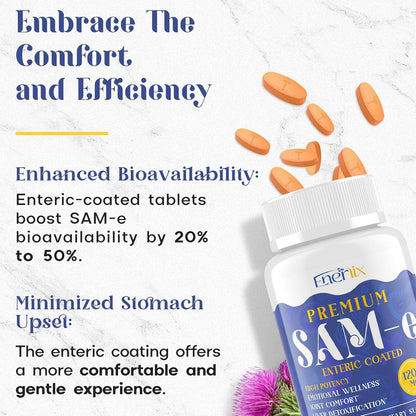 Enerlix SAM-e 1200 mg con CoQ10 y 5-HTP - 60 Comprimidos Recubiertos Entéricos Veganos – Image 6