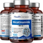 Health Genesis B-3 Nicotinamida 500 mg, 100 Cápsulas - Sin Rubor