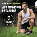 NutraBio ZMA - 180 Capsules - Zinc, Magnesium and Vitamin B6
