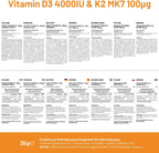 Prowise Healthcare Vitamina D3 4000UI y K2 MK7 100µg – 180 Comprimidos Vegetarianos