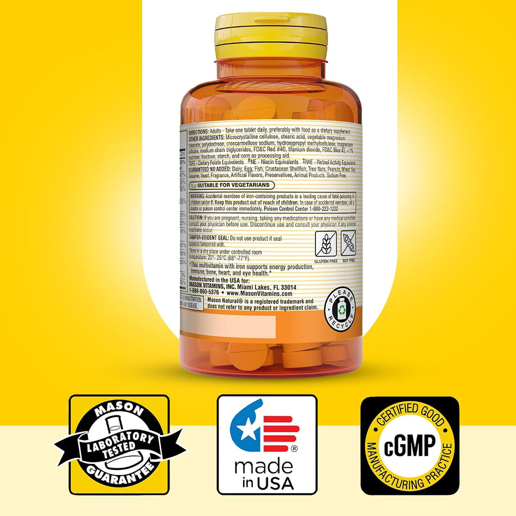 MASON NATURAL Mini Multivitamin with Iron, Gluten-Free, 100-Day Supply