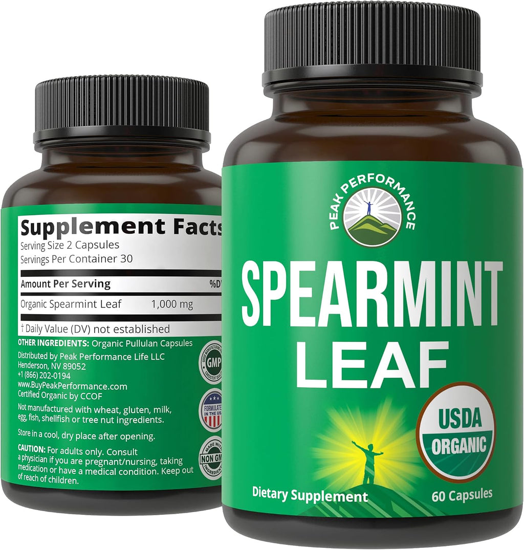 Peak Performance Cápsulas de Menta Verde Orgánicas USDA