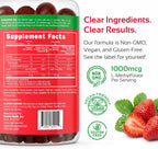 CogniTune Methylfolate Gummies para Niños y Adultos - L-Metilfolato 1000 mcg - Complemento de Folato Activo 5-MTHF - Apoyo MTHFR - Gomitas de Fresa - Sin OGM, Vegano - 60 Unidades