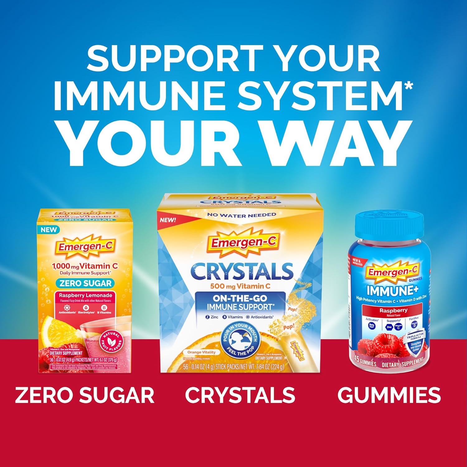 Emergen-C Immune+ Vitamina C y D Masticables Sabor Naranja, 42 uds