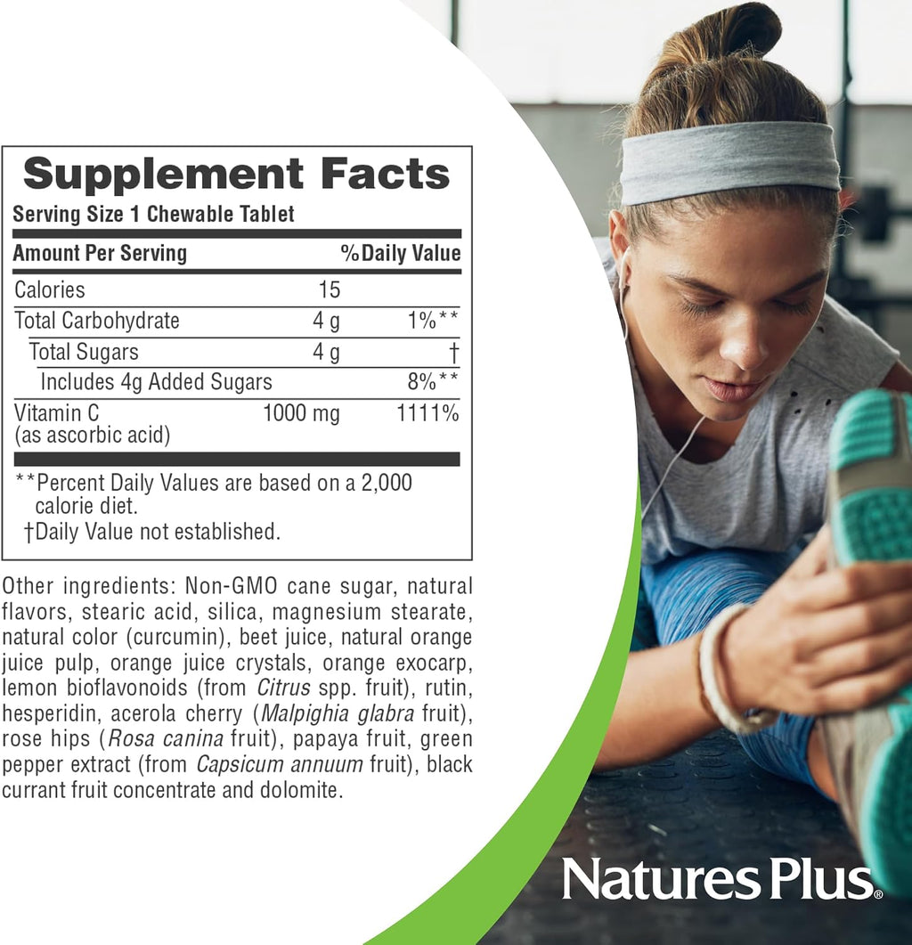 NaturesPlus Zumo de Naranja - 60 Comprimidos Masticables - Vitamina C 1000 mg