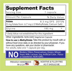 Our Daily Vites L-Metilfolato 5mg – Metilfolato Activo 5-MTHF, 90 Cápsulas