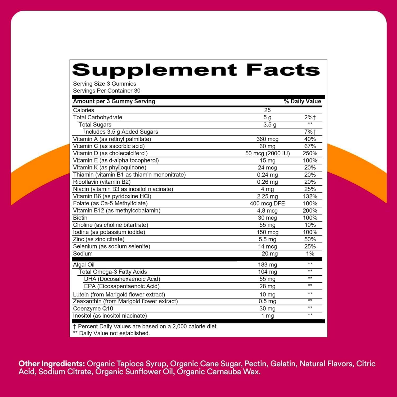 SmartyPants Women's Plus 50+ Multi & Omegas Multivitamínico Gummies con Omega 3 DHA/EPA, Metilfolato, CoQ10 - 90 Gominolas