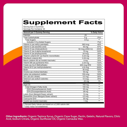 SmartyPants Women's Plus 50+ Multi & Omegas Multivitamínico Gummies con Omega 3 DHA/EPA, Metilfolato, CoQ10 - 90 Gominolas – Image 6