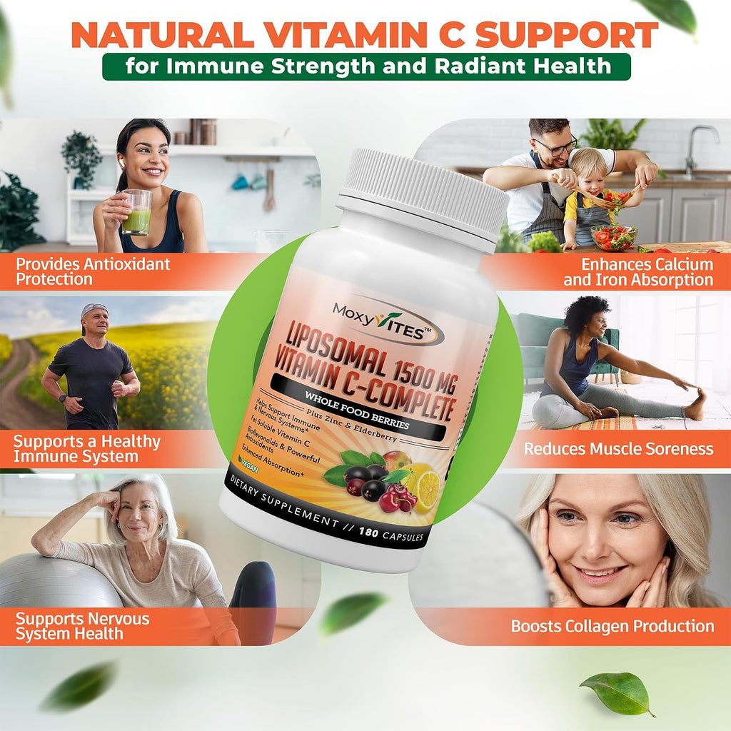 MoxyVites Vitamina C Liposomal con Zinc y Bayas Orgánicas (180 Cápsulas)