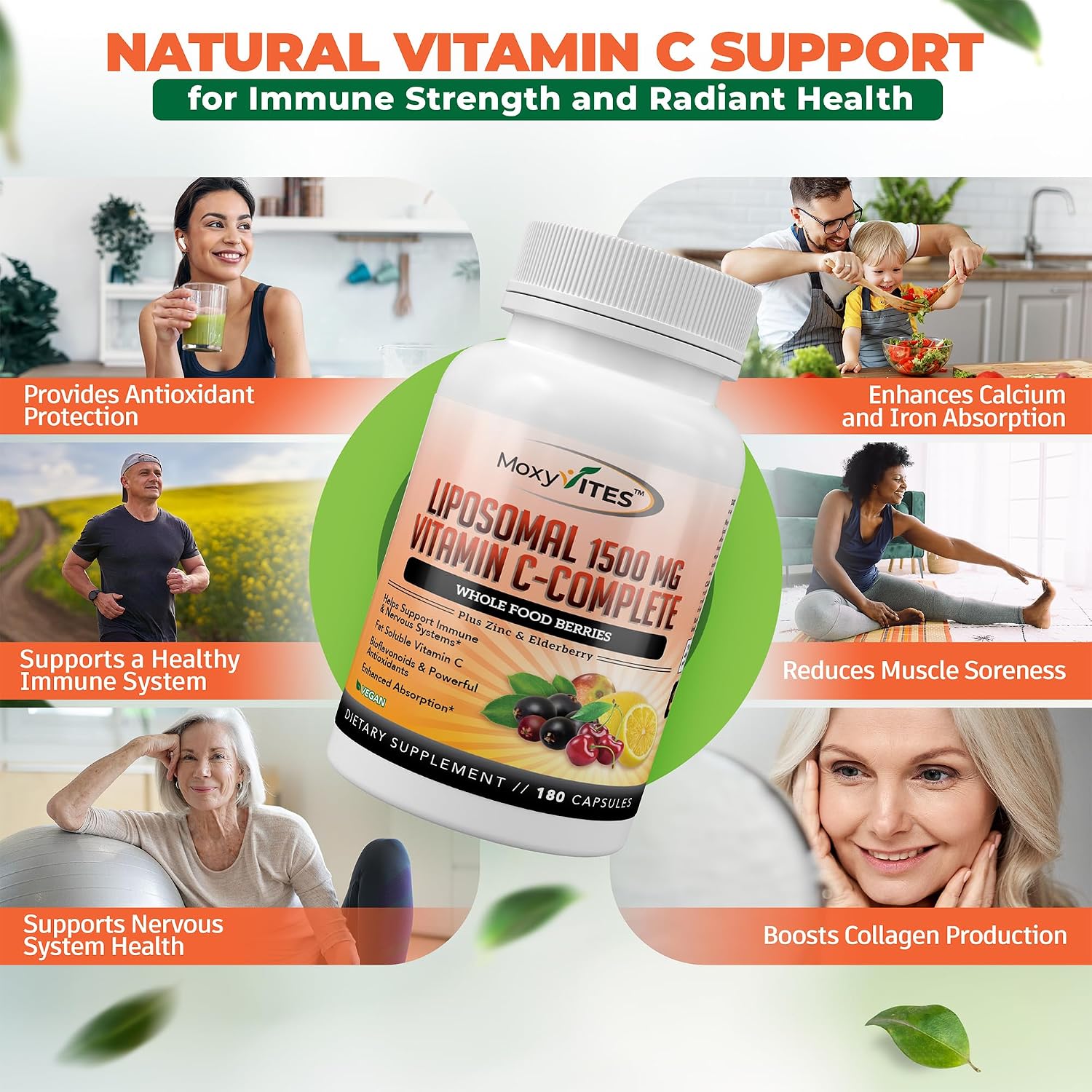 MoxyVites Vitamina C Liposomal con Zinc y Bayas Orgánicas (180 Cápsulas)
