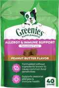 Greenies Supplements Sensitive Care Allergy & Immune Support - Snacks blandos para perros - Fórmula sin pollo - Sabor a mantequilla de cacahuete - Bolsa de 220 g (40 unidades)