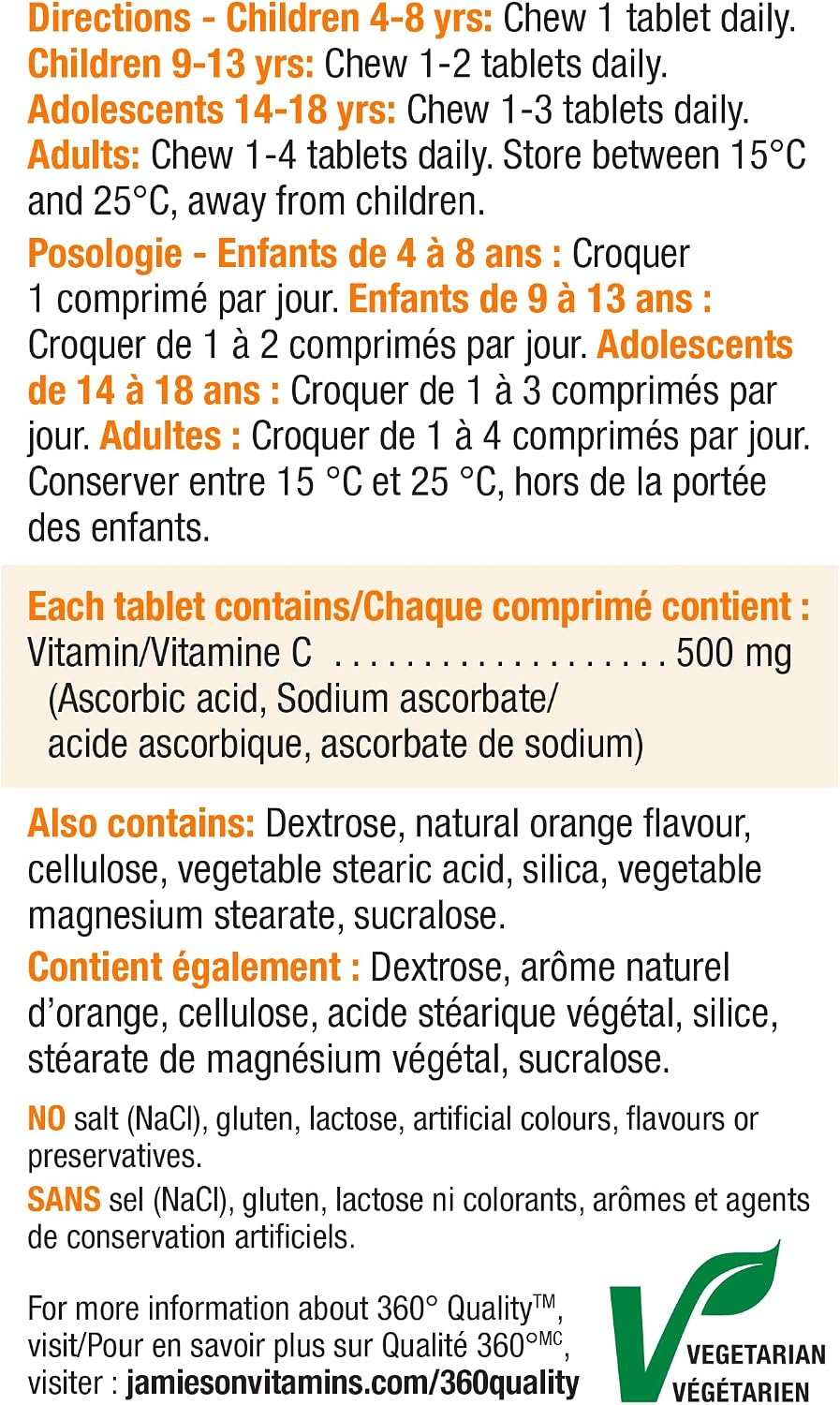 Jamieson Vitamina C Naranja 500mg 120 Comprimidos