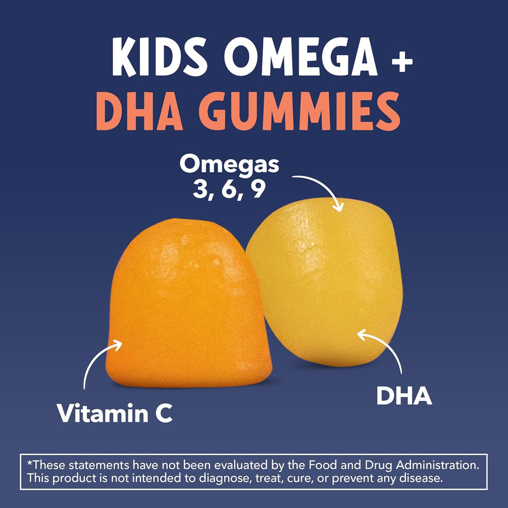 Gomitas de Omega 3-6-9 + DHA para Niños, Sabor Limón y Naranja, 60 Unidades