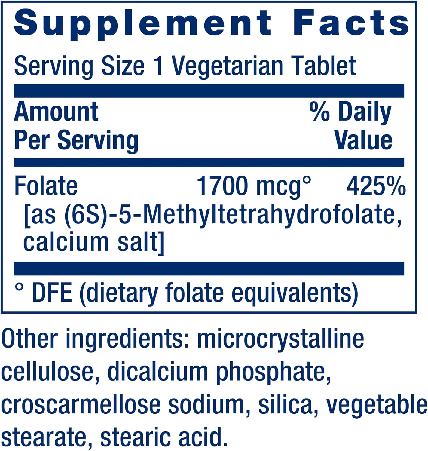 Life Extension Folato Optimizado - L-metilfolato - 1700 mcg DFE, 100 Comprimidos Vegetarianos