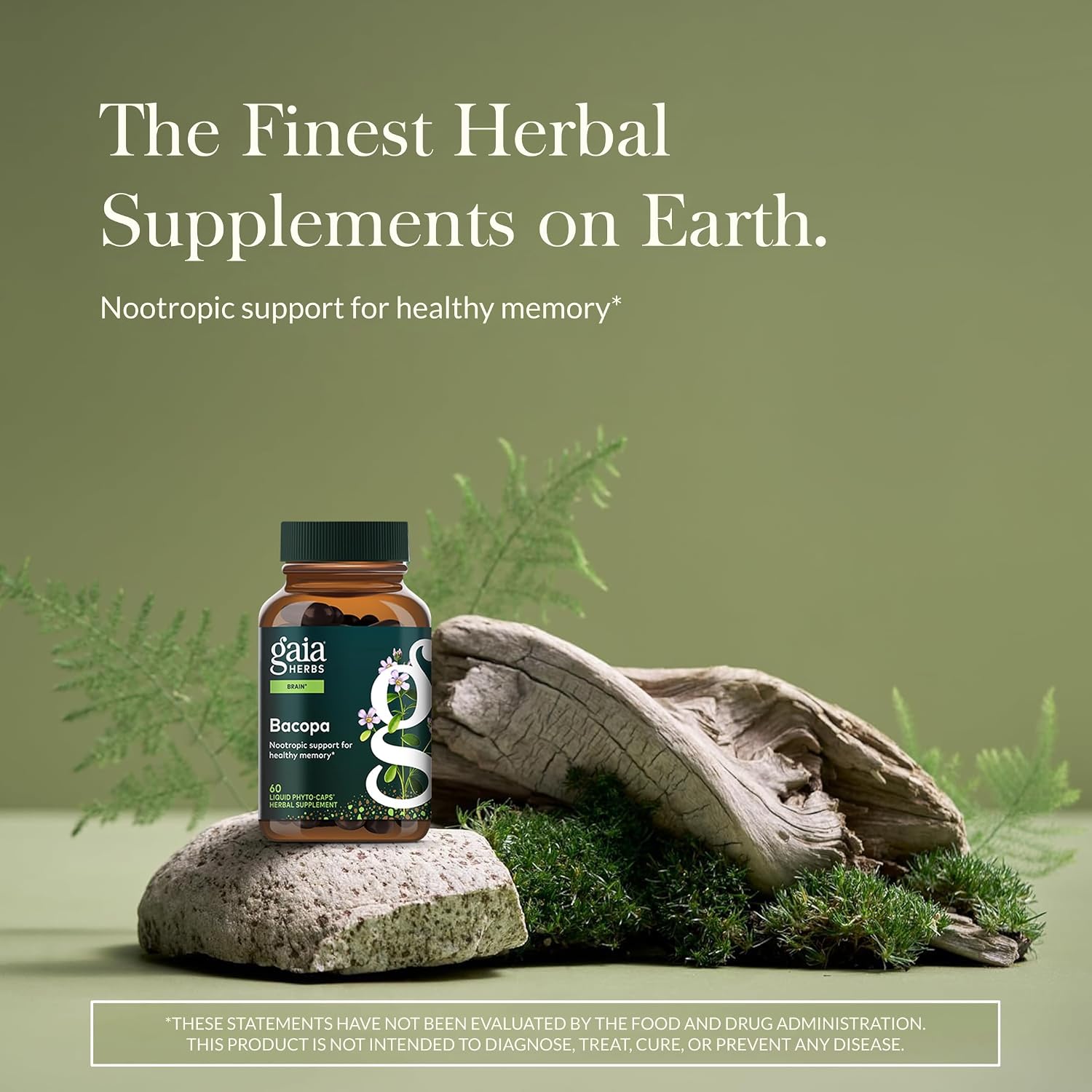 Gaia Herbs Bacopa - Complemento Alimenticio Herbal con Bacopa Monnieri - 60 Cápsulas Líquidas Veganas