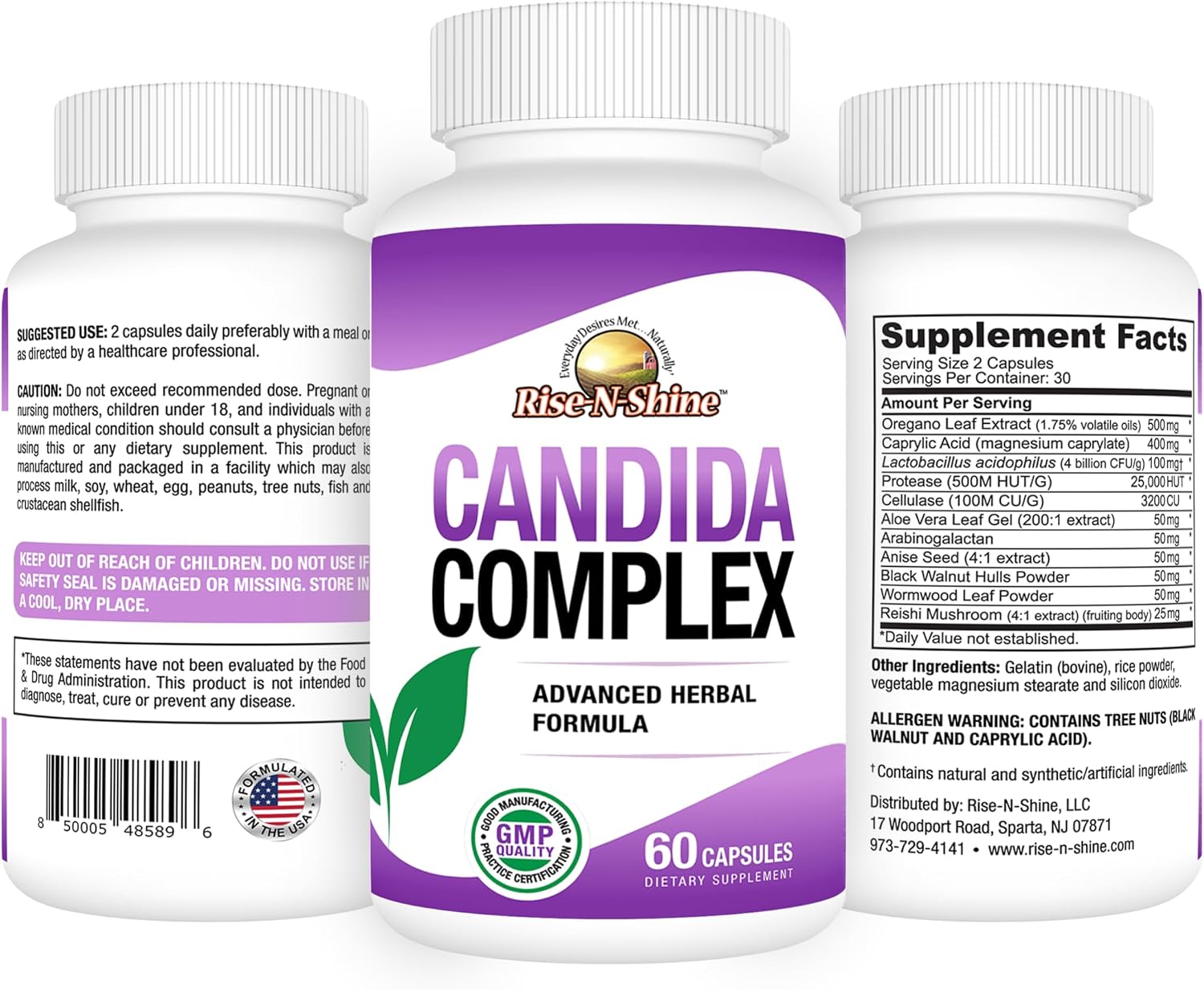Rise-N-Shine Candida Support - 60 Cápsulas