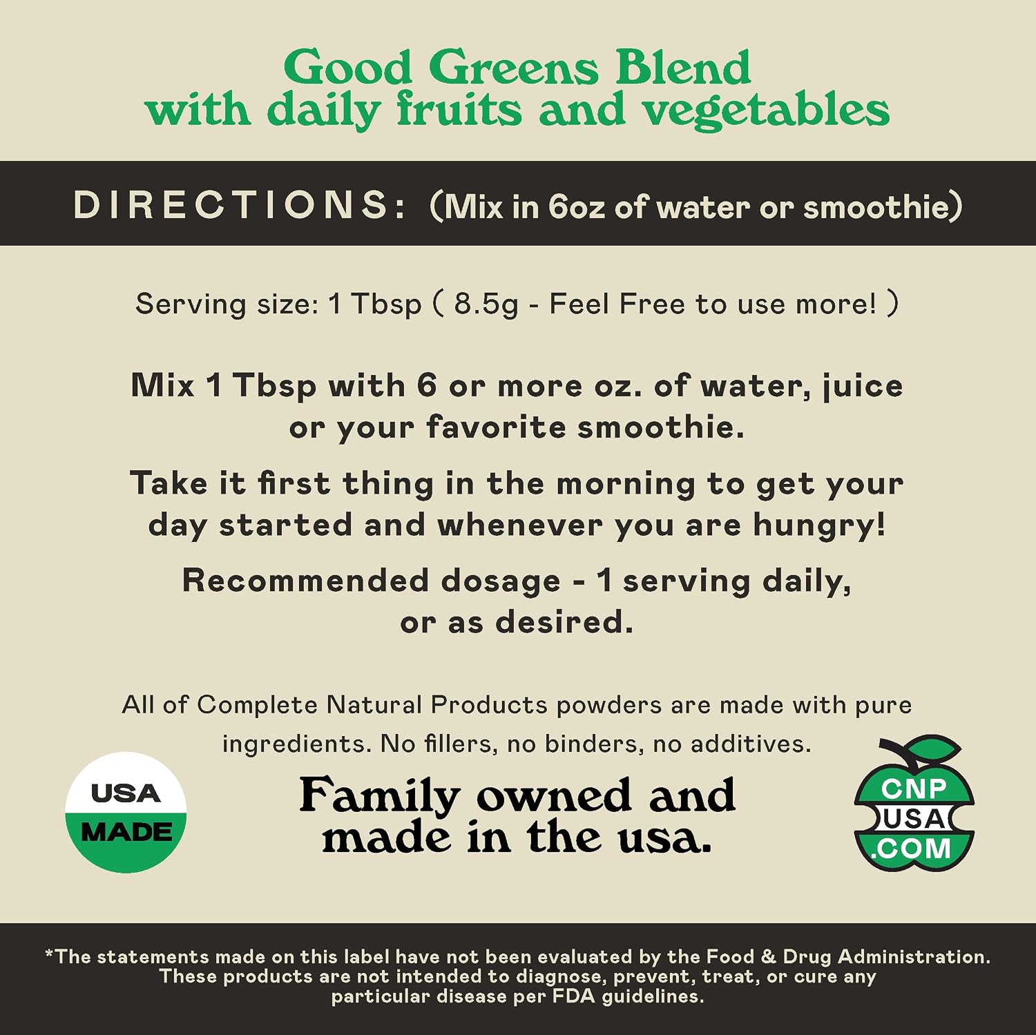 Good Greens Superfood Powder - Mezcla de Superalimentos Verdes - 255g (9oz) 30 Dosis