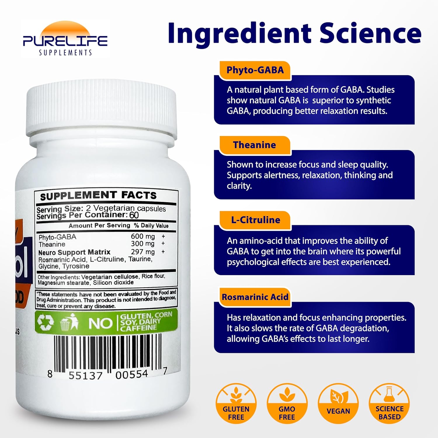 Gabatrol Daily – Suplemento de GABA de origen vegetal – 120 cápsulas vegetales
