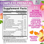 Vitaminas Prenatales en Gominolas con Ácido Fólico, Vitaminas A, C, D3, B12, B6 - 120 Gomitas