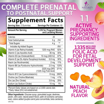 Vitaminas Prenatales en Gominolas con Ácido – Colina: Importante para el metabolismo de las grasas y el desarrollo – Image 2