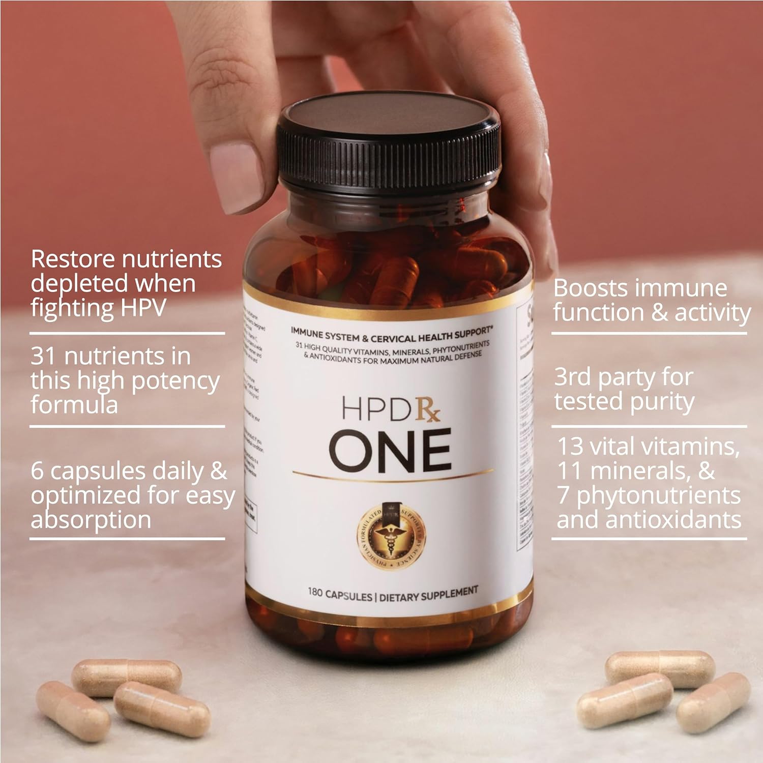 HPD Rx ONE Immunity Boost Multivitamínico para Hombres y Mujeres - 180 Cápsulas