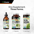 BIO KRAUTER® 3 en 1 Gominolas de Musgo Marino con Fucus y Raíz de Bardana - Veganas, Sabor Mango - 90 Gominolas (45 Días)