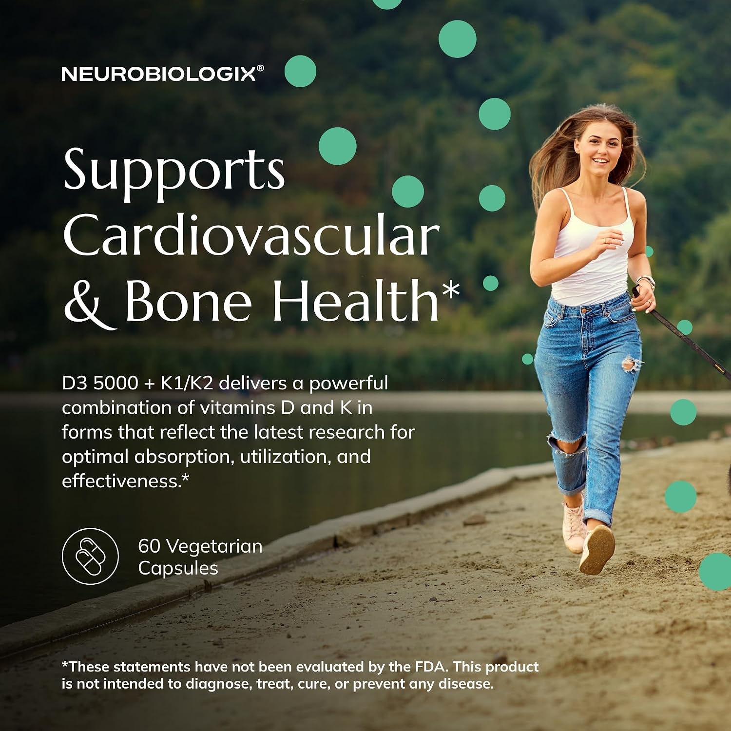 Neurobiologix Complejo de Vitamina D3 + K2 Cofactor, 10.000 UI D3 con K2 MK-7, Zinc y Boro, 60 Cápsulas