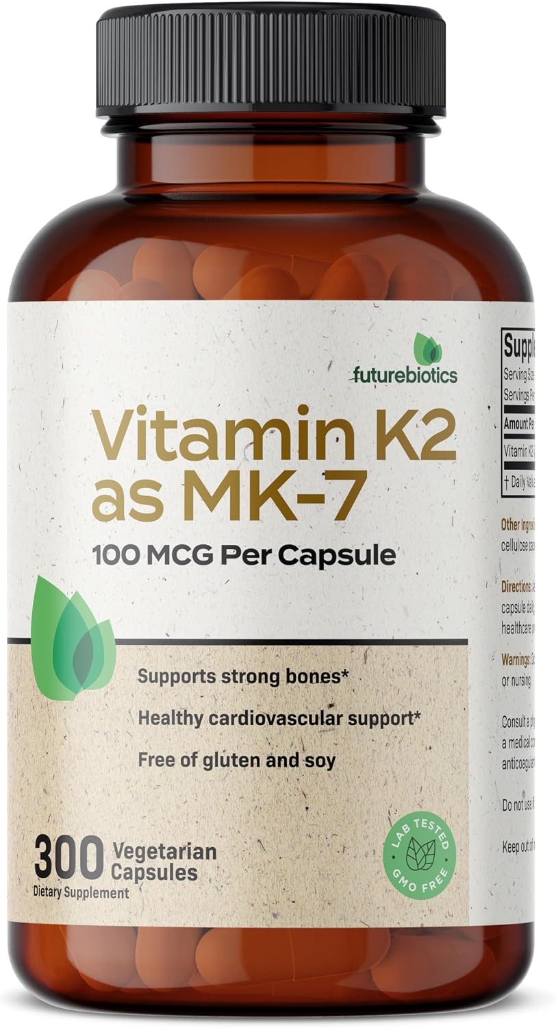 Futurebiotics Vitamina K2 como MK-7 100 mcg, Huesos Fuertes - 300 Cápsulas Vegetarianas