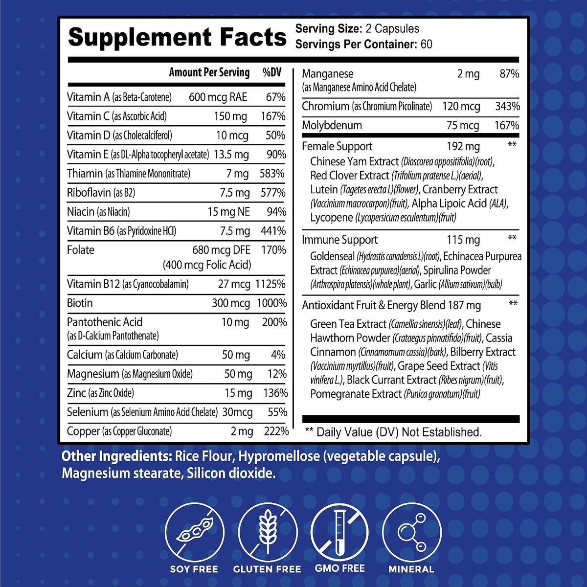 Multivitamínico para Mujeres 37 en 1 con – Zinc : Apoya la función inmunitaria, la visión y la salud de la piel. – Image 6