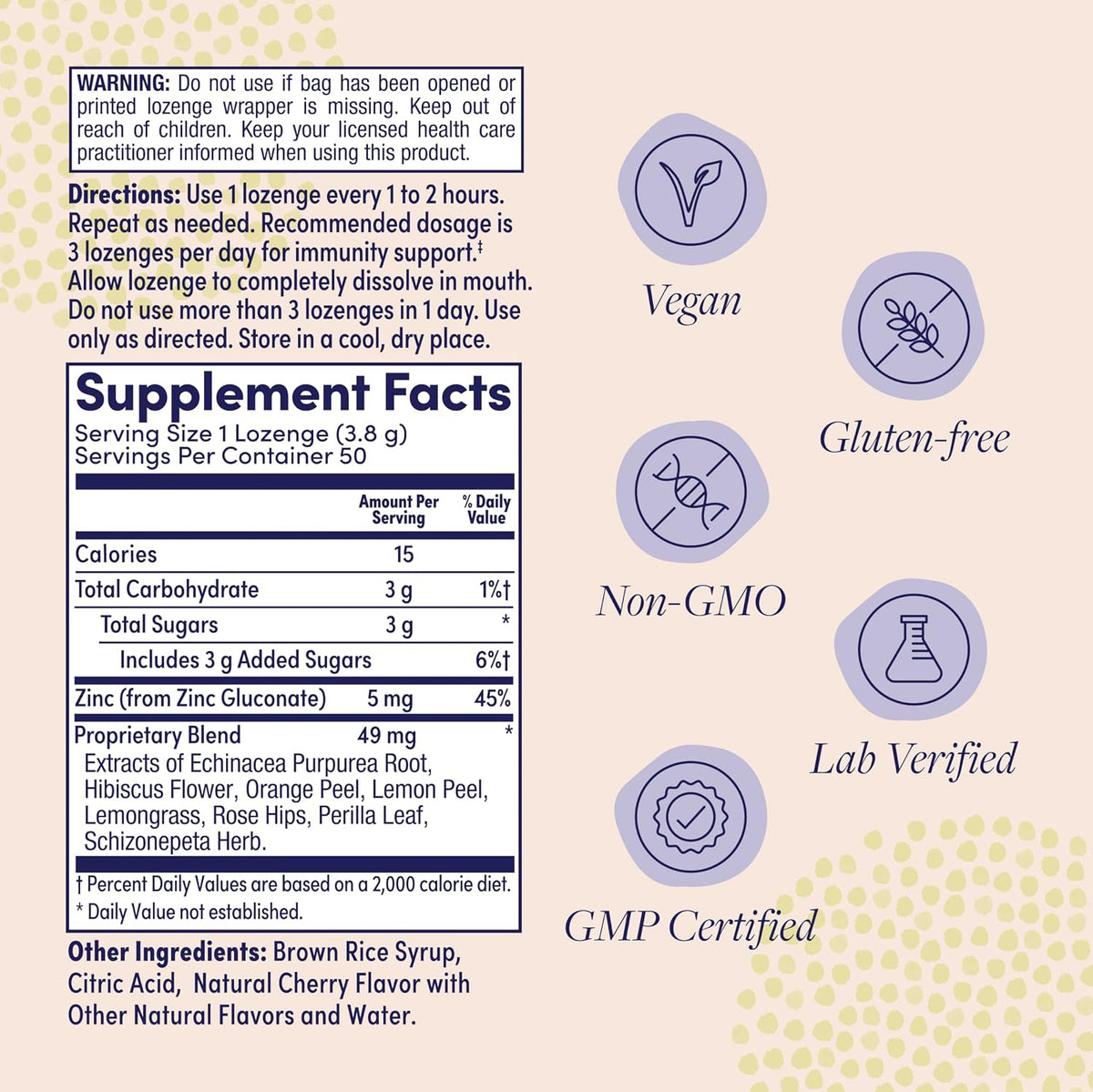 ZAND Immunity Cherry Echinacea Zinc Throat Lozenges - 2 Pack (100 Pastillas) – Image 2