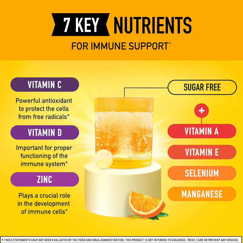 Airborne 1000mg Vitamina C con Zinc - 20 Comprimidos Efervescentes Sabor Naranja