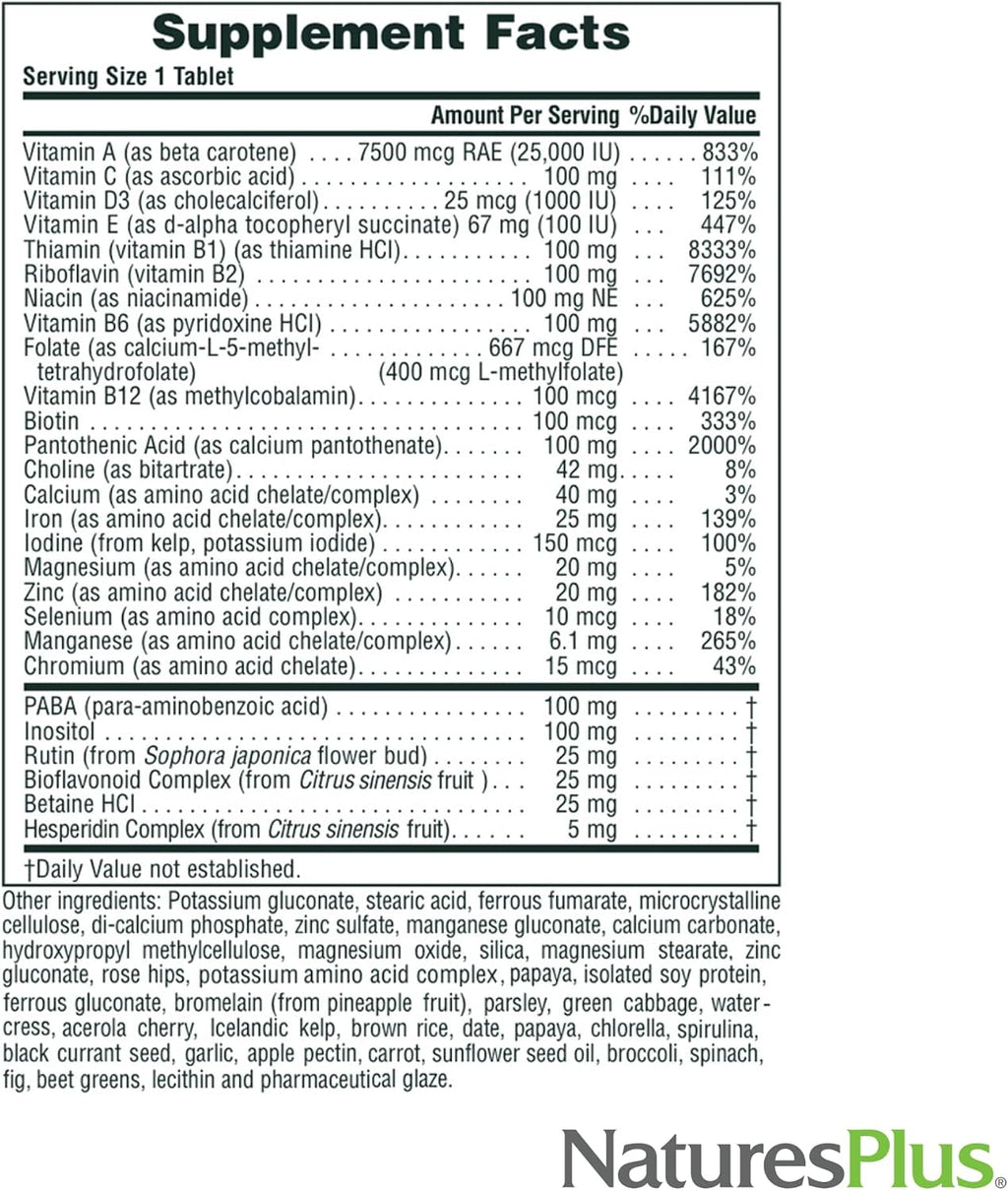 NaturesPlus Ultra II Daily - 90 Comprimidos - Multivitamínico con Alimentos Integrales para el Bienestar General - Apoya la Energía y la Salud Inmunológica - Liberación Sostenida