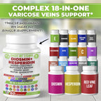 Dash of Vigor 18-en-1 Suplemento de Diosmina y Hesperidina con Quercetina, Bromelina, Zinc, Vitamina C, Rutina, Castaño de Indias y Escoba de Carnicero, 60 Cápsulas