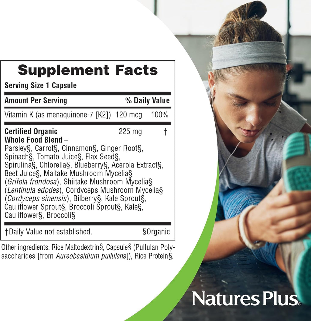 NaturesPlus Source of Life Garden Vitamina K2 - 60 Cápsulas, Pack de 2
