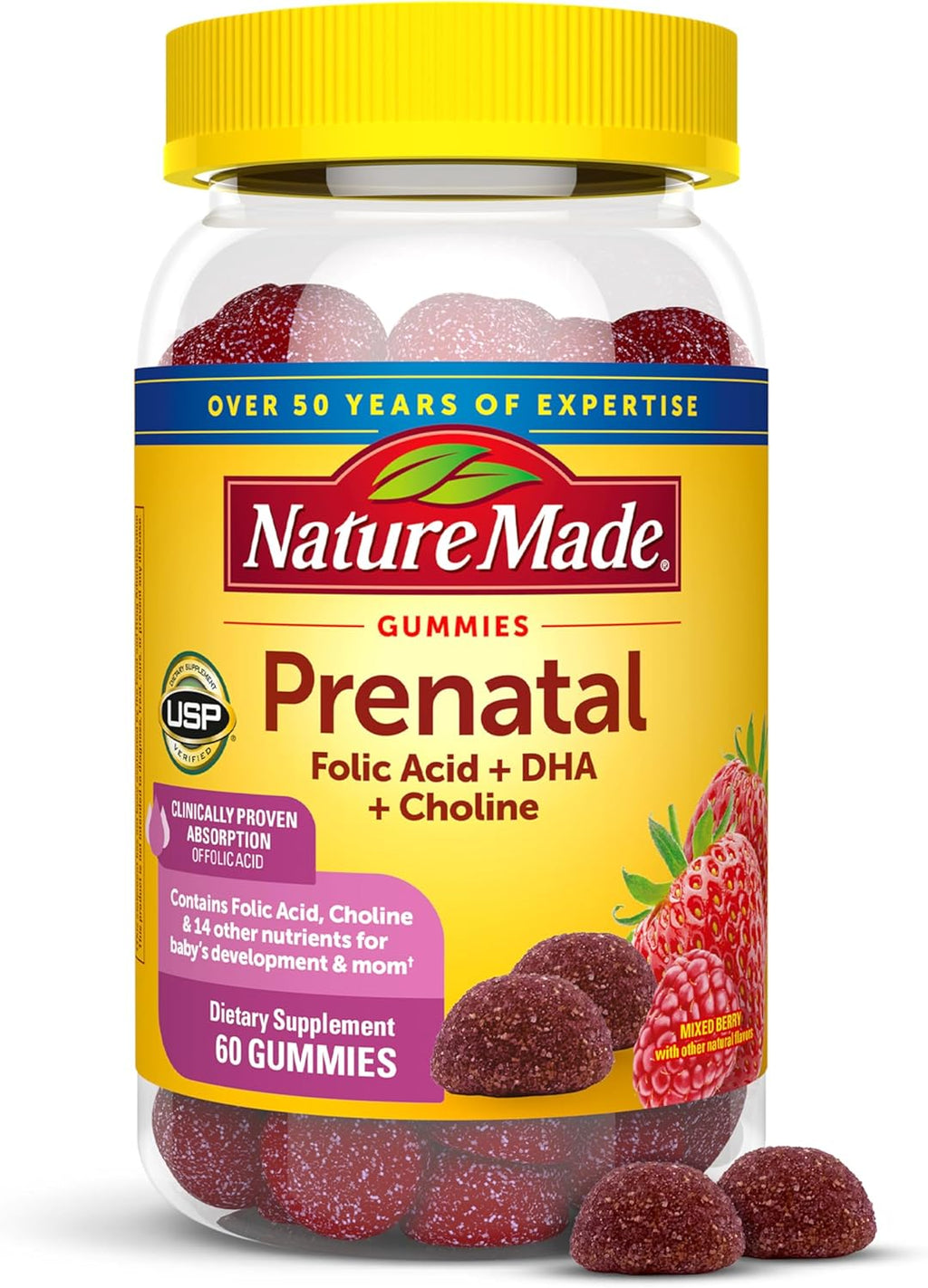 Nature Made Gominolas Prenatales con DHA y Ácido Fólico, 60 Unidades