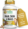 Botanic Choice Vitaminas para Cabello, Piel y Uñas - Suplemento de Biotina con Colágeno, Vitamina C y Hierro - 60 Cápsulas Líquidas