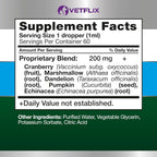 Vetflix Suplemento Líquido para Vías Urinarias y Riñón para Perros y Gatos, 59 ml