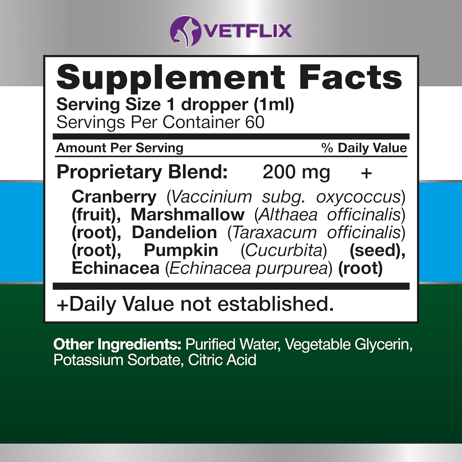 Vetflix Suplemento Líquido para Vías Urinarias y Riñón para Perros y Gatos, 59 ml