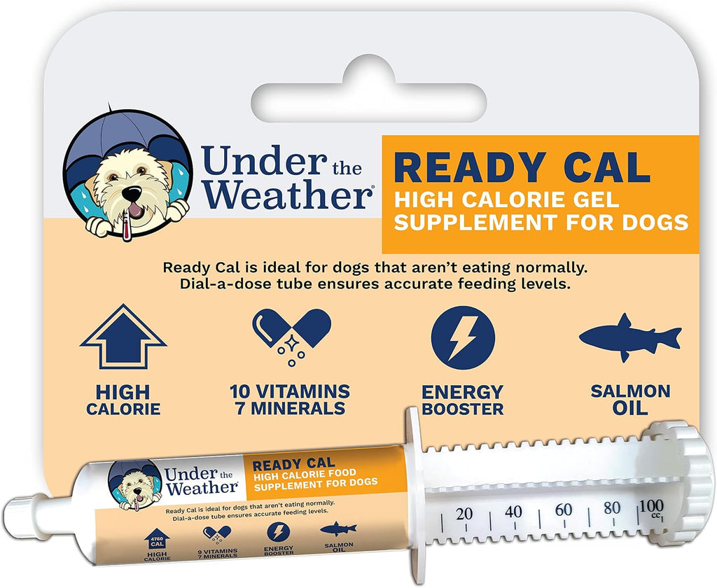 Under the Weather Ready Cal para Perros 100cc - Suplemento de Altas Calorías para Ganancia de Peso