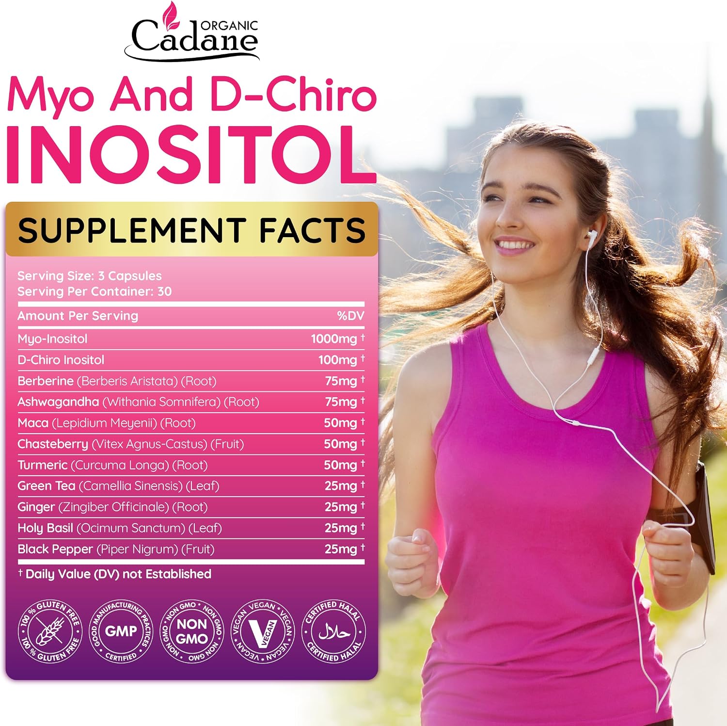 Cápsulas de Myo y D-Chiro Inositol Organic Cadane - 90 Cápsulas Veganas