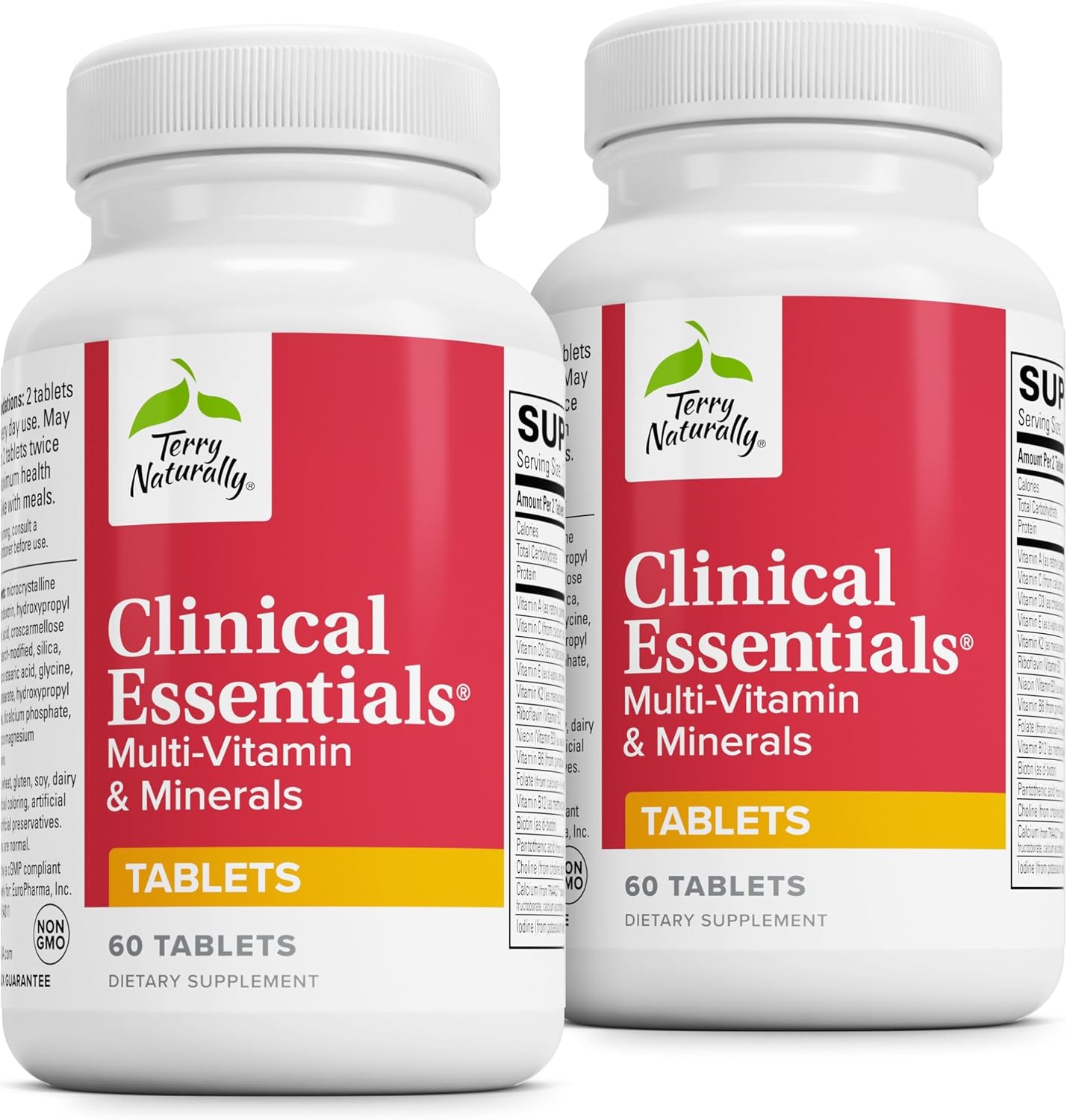 Terry Naturally Clinical Essentials - Multivitamínico Completo con Minerales Quelados y Vitaminas B, C, D3 y E - 60 Comprimidos (Pack de 2)