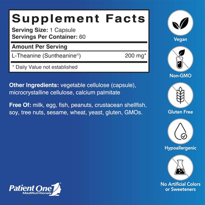 Patient One L-Teanina 200 mg con Suntheanine – Apoyo a la concentración: Puede ayudar a mantener la atención y el – Image 2