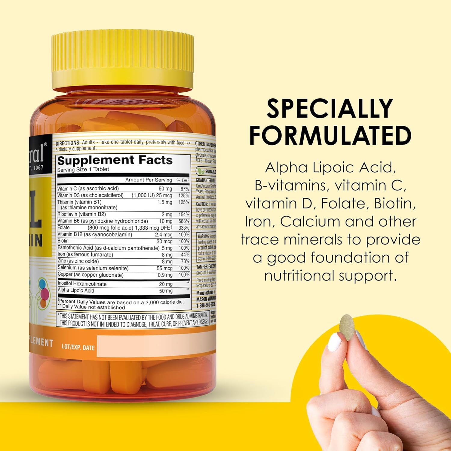 MASON NATURAL Multivitamínico Renal con ALA y Vitaminas B - 100 Comprimidos