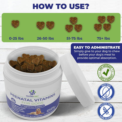 PREGNAPAWS Vitaminas Prenatales para Perros - 90 Masticables Blandos – Image 4
