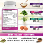 NEW AGE Cápsulas de Colágeno con Biotina, Keratina, Saw Palmetto y Ácido Hialurónico - 90 unidades