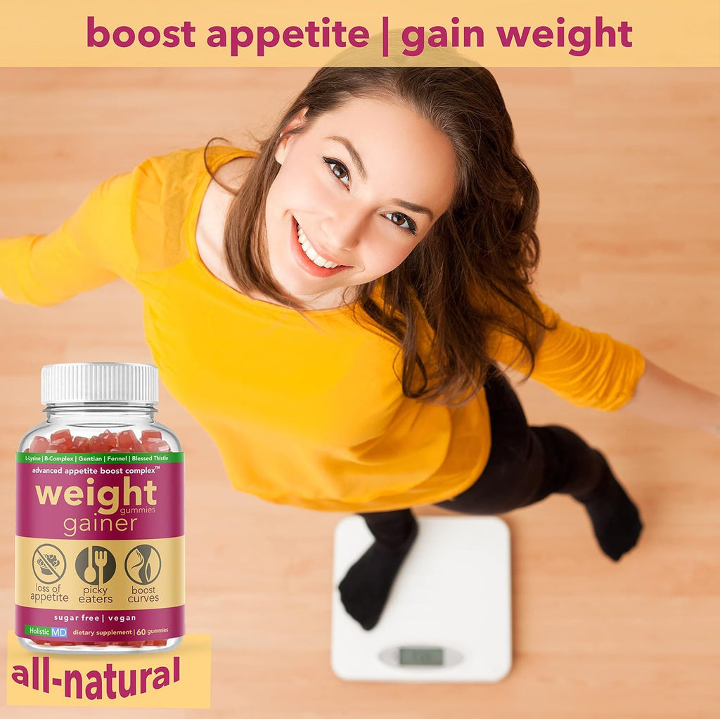 Holistic MD Gainer Gummies - Multivitamínico con L-Lisina y Vitamina B para Toda la Familia - 60 Gominolas Veganas sin Azúcar